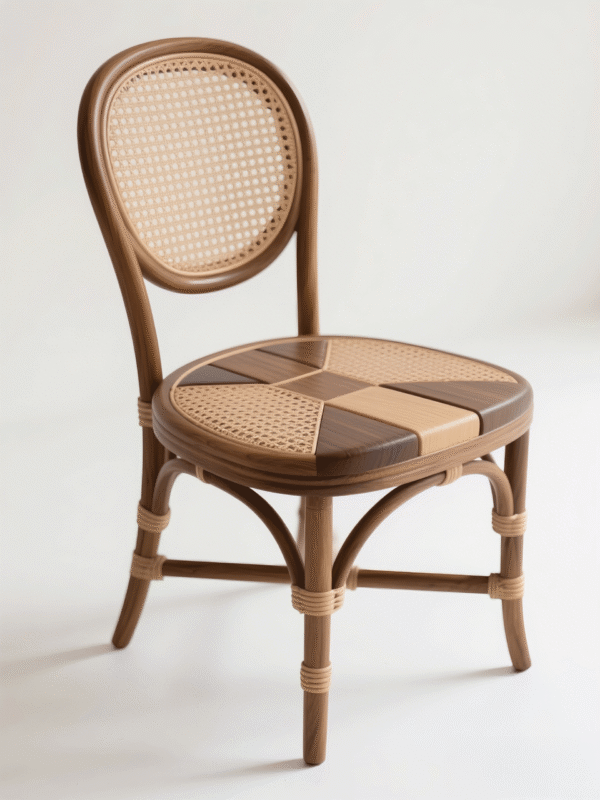 Rattan & Wood Dining Chair 01